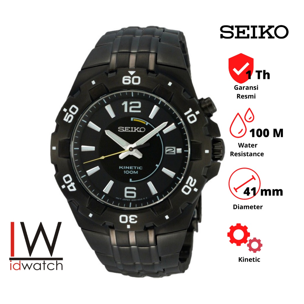 Seiko Kinetic SKA447P1 Jam Tangan Pria Original Cowok SKA447 Strap Rantai Stainless Sports