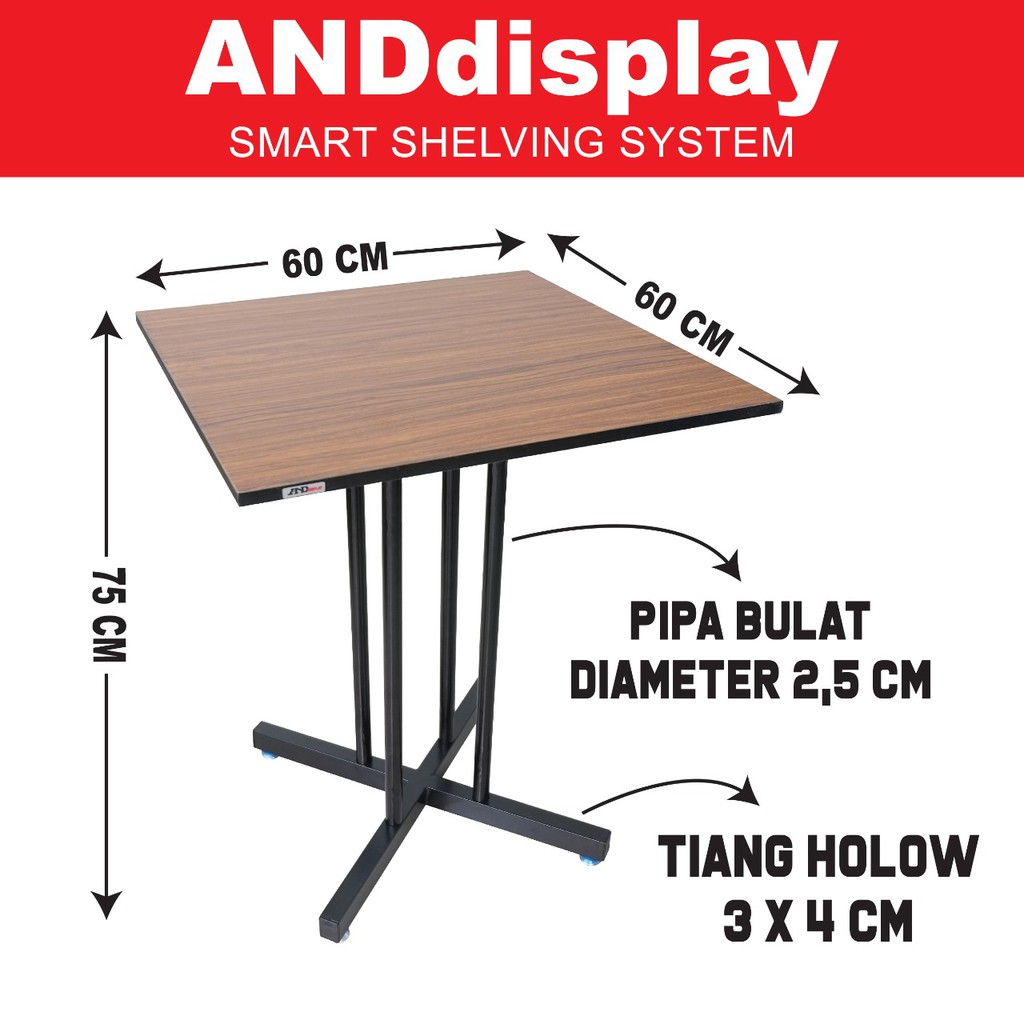 MEJA CAFE PAKET CUBIC 60X60 CM MAKAN KANTOR KANTIN MURAH MINIMALIS INDUSTRIAL ANDDISPLAY