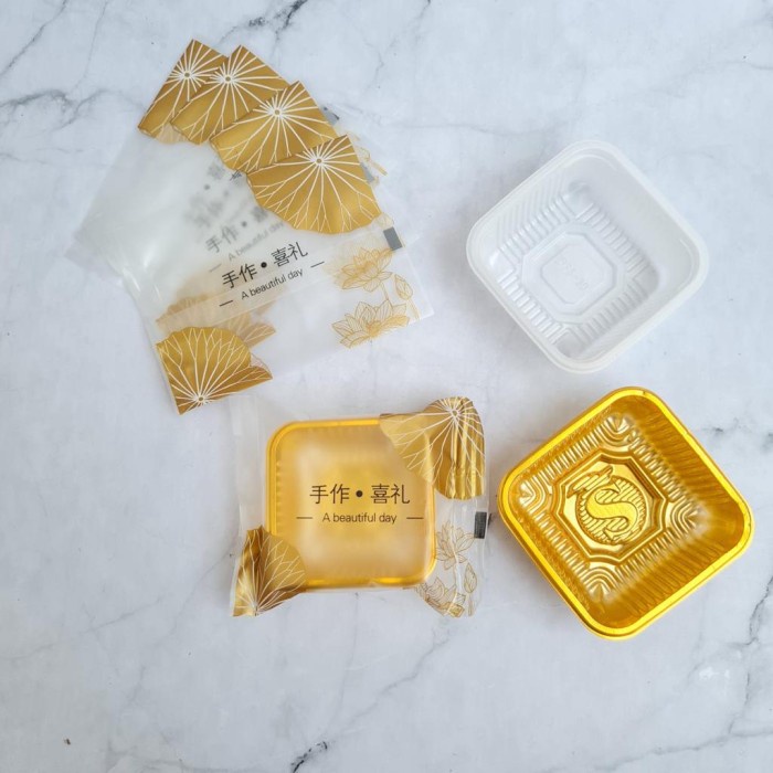 Plastik Kue Bulan Mooncake Food Grade 100pcs - GOLD TERATAI