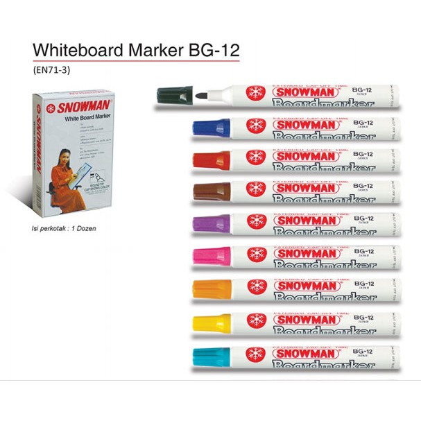 

SNOWMAN SPIDOL WHITE BOARD BG 12 ALL COLOR (TULIS WARNA YANG DI INGINKAN DI NOTE)