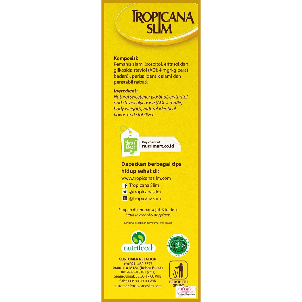 

4R6Ey46- Tropicana Slim Stevia 50 Sachet R7Eye59-