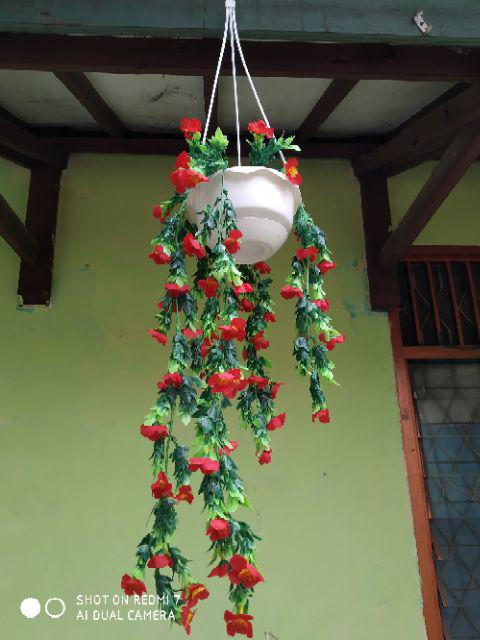 Paket Juntai Vernalya Priti+pot Dinding/bunga Plastik/daun Rambat Plastik/rumput Plastik/floral Foam