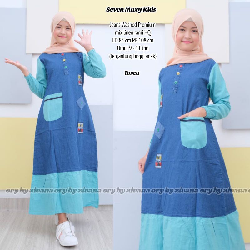 Gamis jeans anak tanggung ±10th //JF853