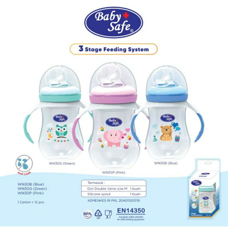 babysafe 3 stage feeding system. botol susu bayi anak dengan 3 tahapan