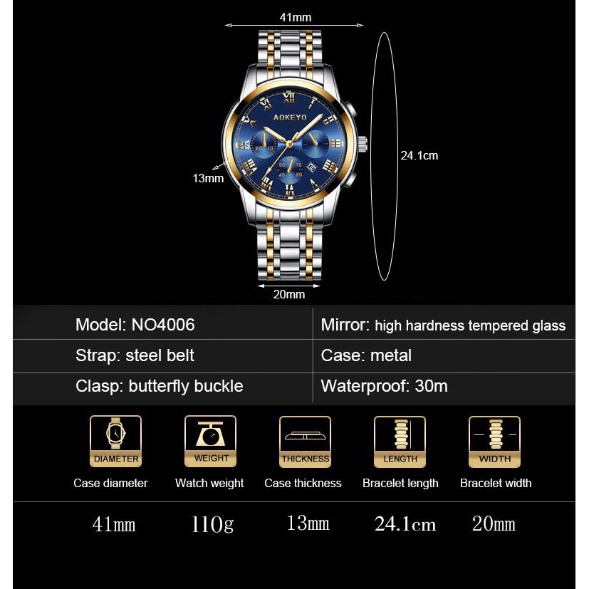 LIMITED Aokeyo 4006 Jam Tangan Pria Anti Air ORI Jam Tangan Pria Anti Air Original Luxury Stainless