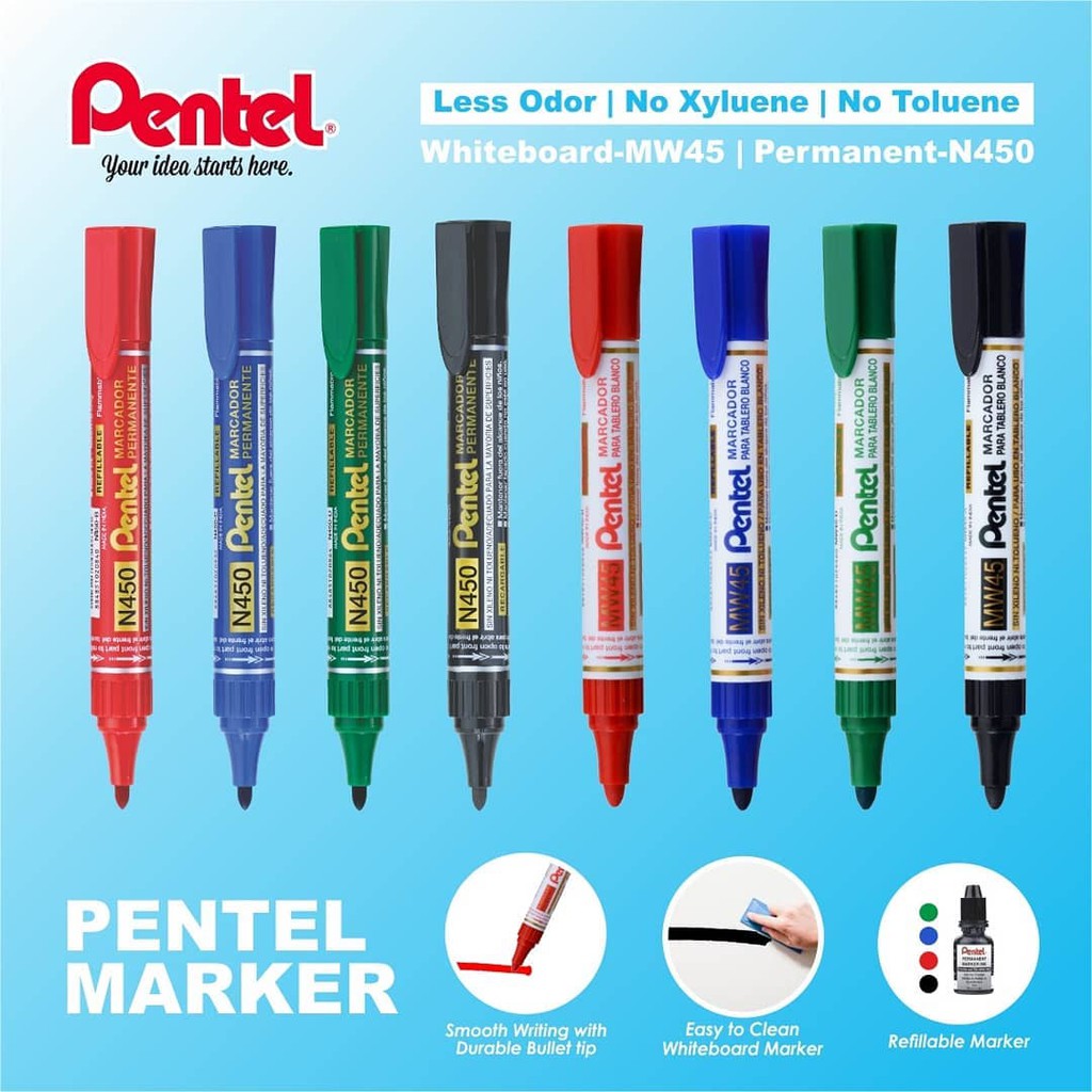 

Spidol Permanent Marker Pentel N450, Spidol refill