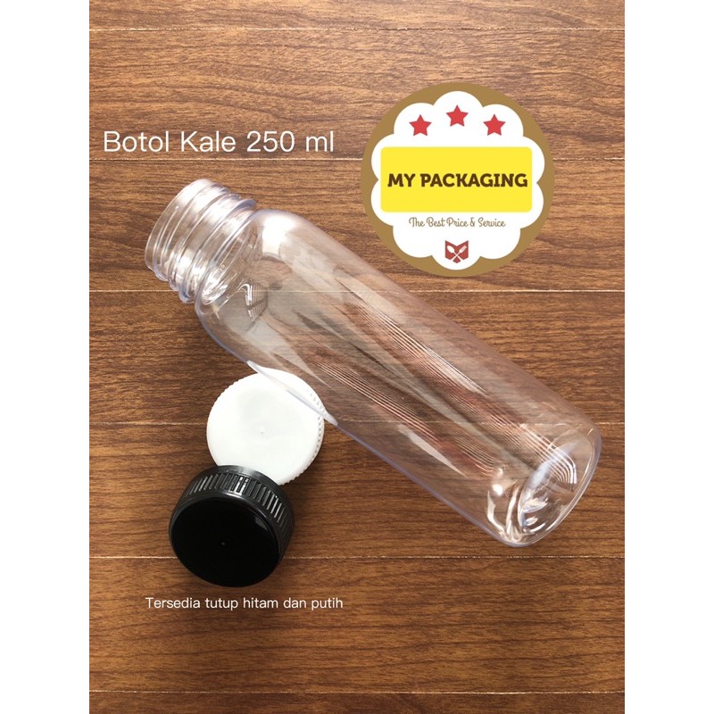 Botol plastik kale 250ml TEBAL + Tutup (harga per pack isi 10 botol)