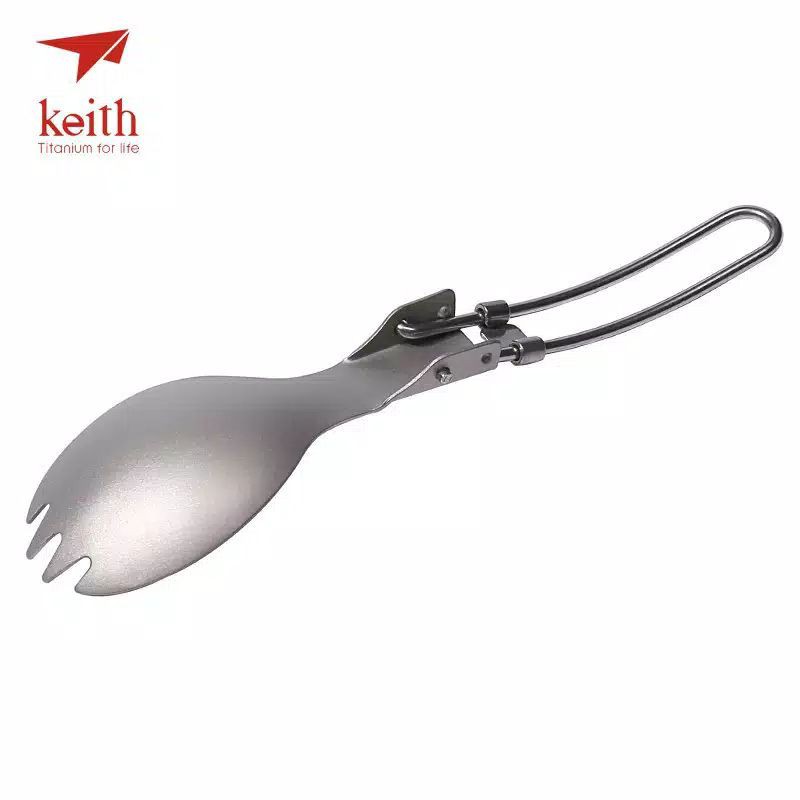 Keith titanium Ti5301 folding spork sendok bergerigi spoon Ultralight camping