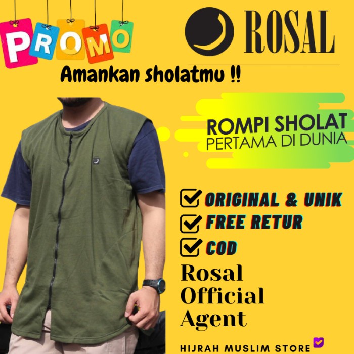 Sholat-Rompi- Grosir Baju Muslim Koko Kaos Kurta Rompi Sholat Rosal Oblong Zipper - Hitam, M -Rompi-