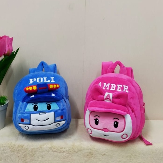 Toysopedia Tas Ransel Robocars M/Tas Poli Amber/Tas Karakter/Tas Anak Paud/Kado Tas Anak Lucu