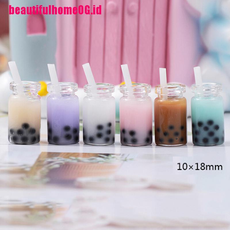 (R1Id &amp; Available) 2pcs Miniatur Minuman Pearl Milk Tea Untuk Aksesoris Rumah Boneka 1 / 12