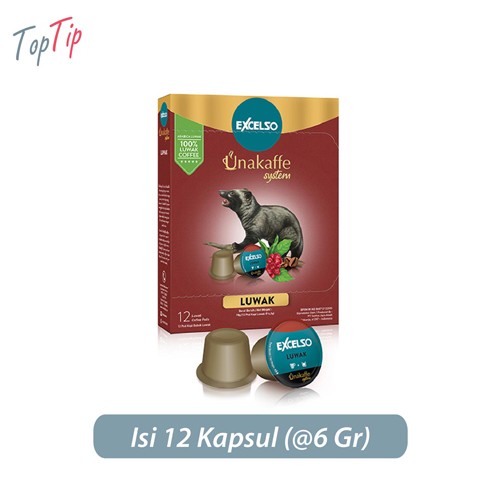 

Kopi kapsul Excelso Unakaffe Luwak Dus