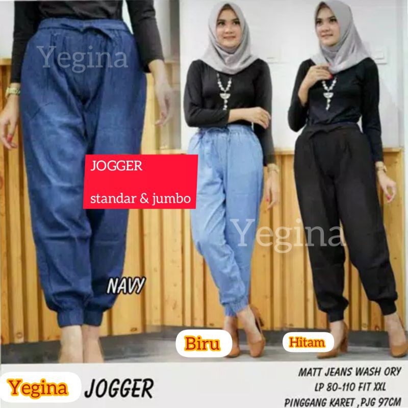 CELANA JOGER JEANS JUMBO STANDAR WANITA BISA COD