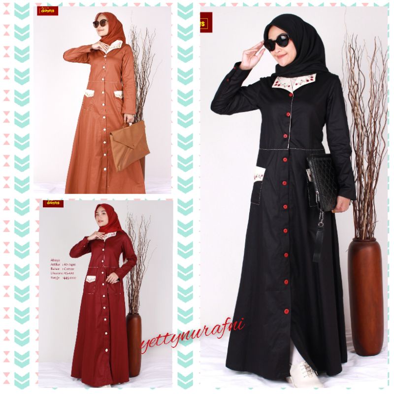 Baju Gamis Wanita Dannis A210410 Hitam - Merah Maroon - Coklat Gamis Terusan Gamis Busui