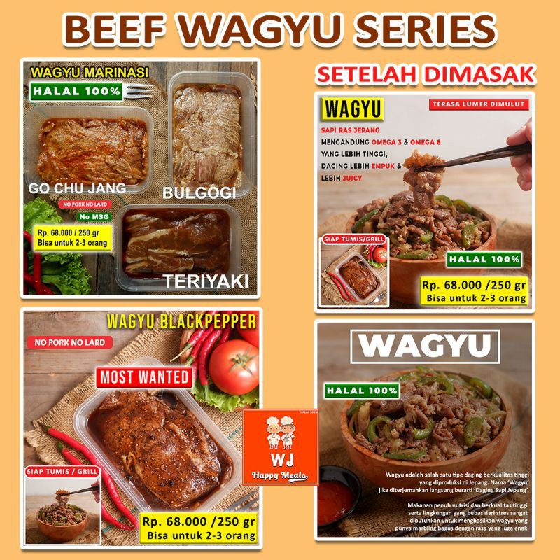 

daging sapi /beef wagyu marinasi teriyaki, black pepper, bulgogi,go chu jang