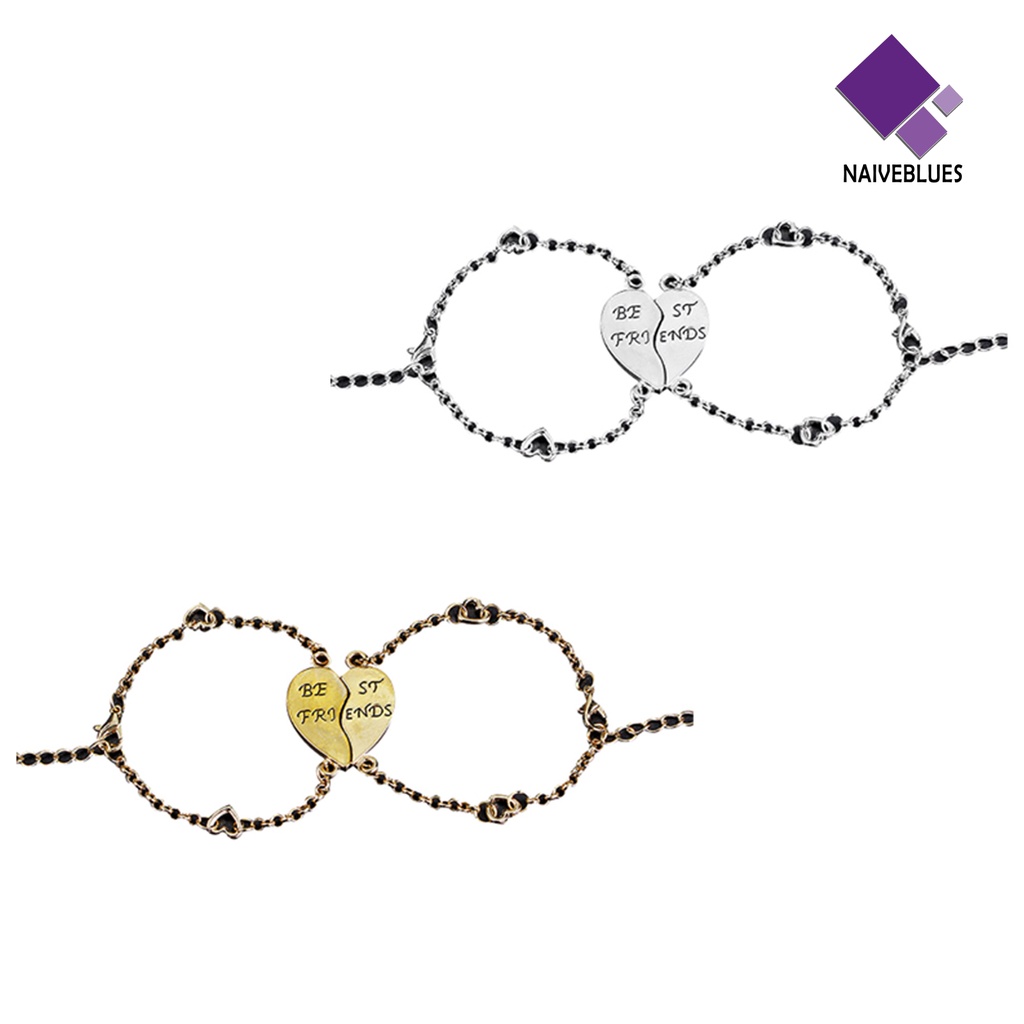 2pcs Gelang Persahabatan Bentuk Hati Untuk Hadiah