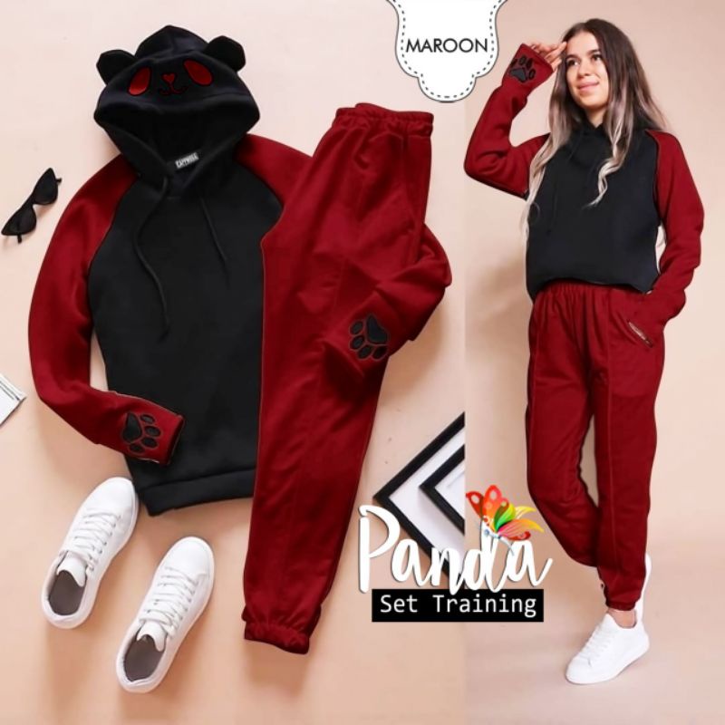 SET CELANA PANDA HOODIE, BABYTERRY, SWEATER, TRAINING, SETELAN