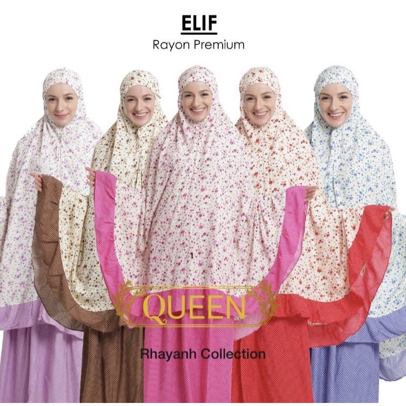 Mukena Elif Premium Dewasa Rayon Rotary Rhayanh Collection Murah Bogor