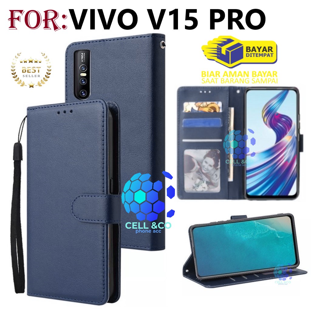 VIVO V15 PRO CASE FLIP LEATHER WALLET PREMIUM FLIP CASE BUKA TUTUP KESING HP CASING FLIP CASE WALLET VIVO V15 PRO