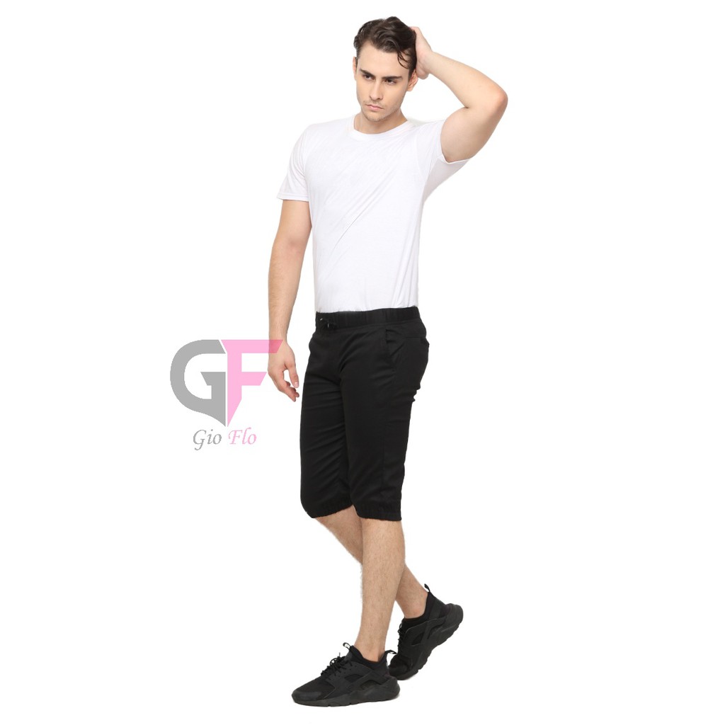 GIOFLO Jogger Pendek Celana Cowok Simple Casual Polos Hitam / CLN 665