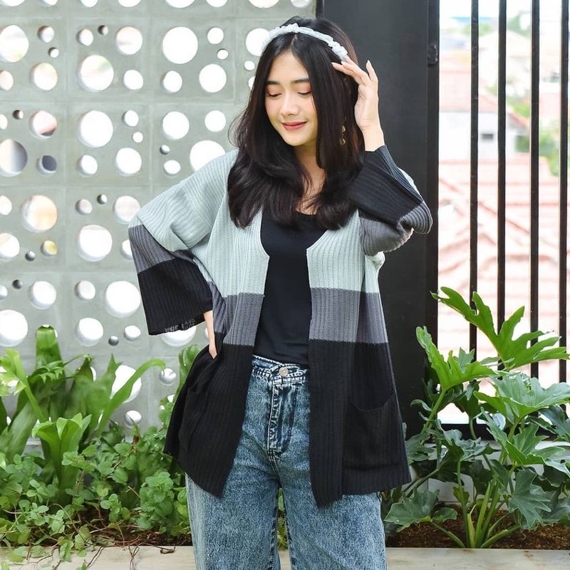 Cardigan wanita rajut halus long cardigan camerun oversize lengan panjang