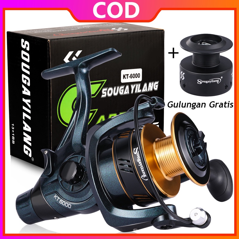Sougayilang 2000-6000 Series Reel Pancing Max Drag 15KG Carp Fishing Reel 12 + 1BB Rasio Gear 5.0: 1 Metal Fishing Reel