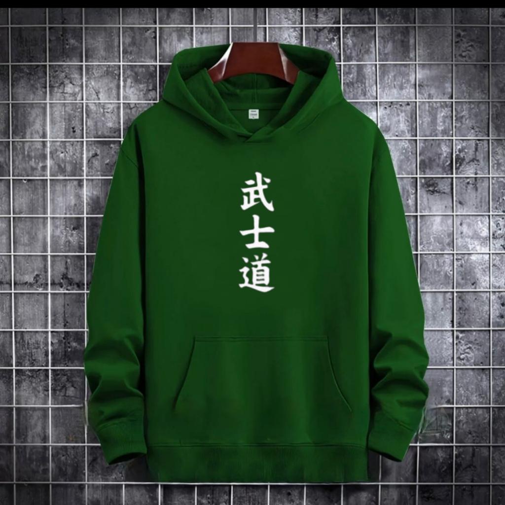 SWEATER HOODIE TULISAN JEPANG BUSHIDO / HOODIE MURAH TERLARIS / HOODIE POLOS / HOODIE PRIA DAN WANITA / UNISEX