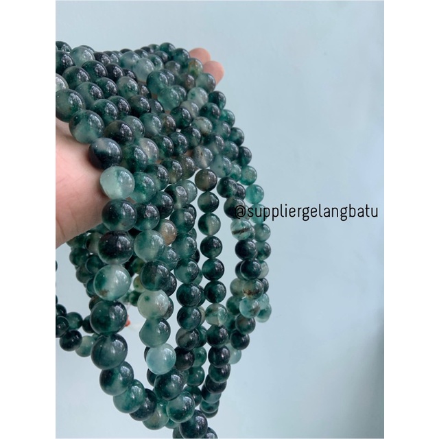 renceng batu giok hongkong 12mm chalcedony akik hijau corak kalsedon