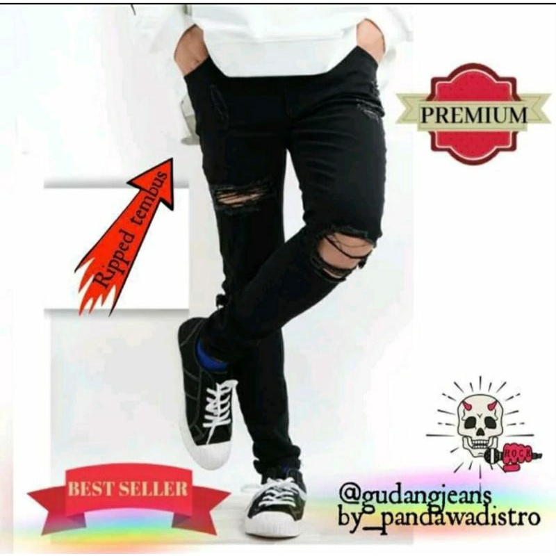 CELANA SOBEK PRIA RIPPED JEANS SLIM FIT PREMIUM 27-38