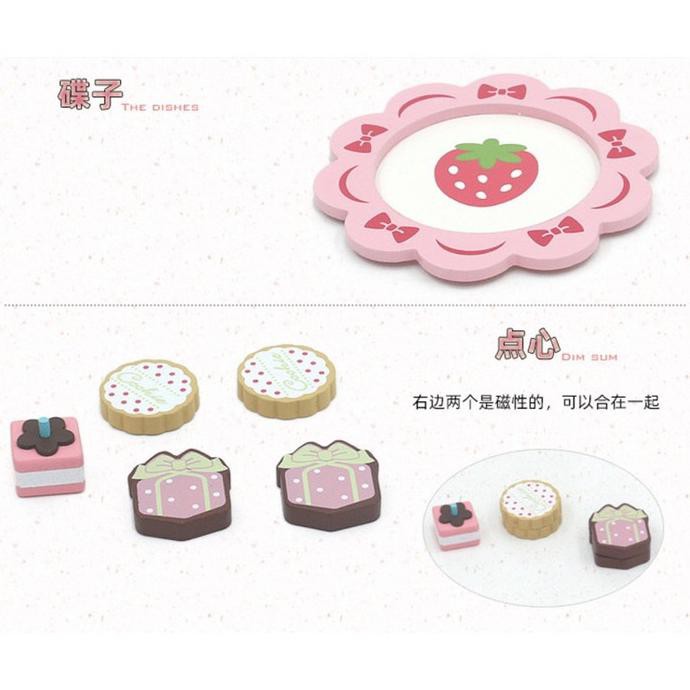 MOTHER GARDEN PINK TEA SET MAINAN TEKO WOODEN TOYS PRETEND TOYS