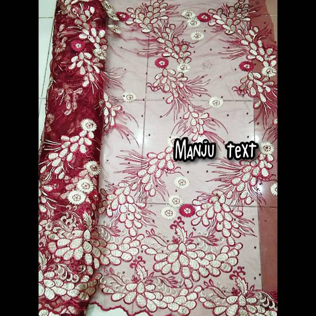 Kain -bahan tille bordir mutiara /bahan gaun,dress,seragaman,atasan kebaya dll /Terbaru