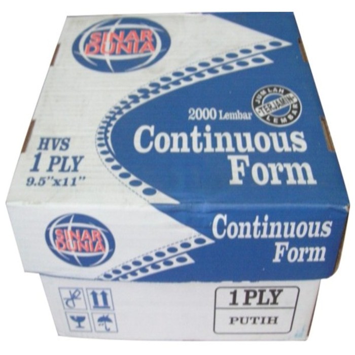 

SINAR DUNIA CONTINUS FORM 9 1/2 X 11 1 PLY (K1) / KERTAS KOMPUTER