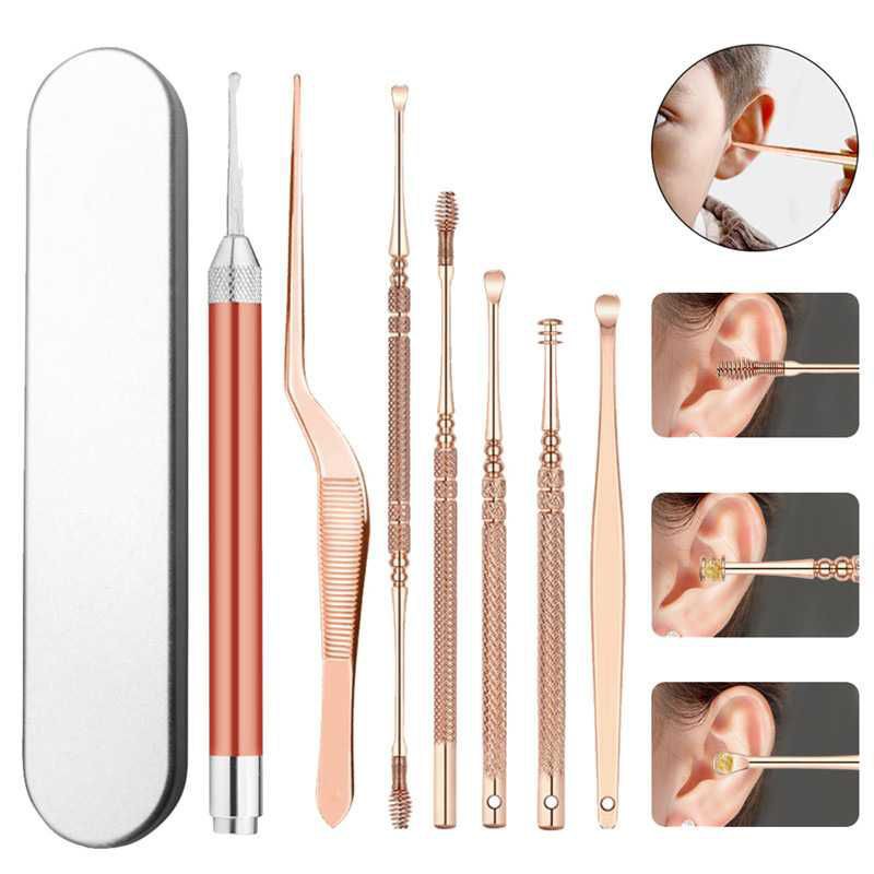 Pembersih Telinga Korek Kuping Ear Spoon LED Light 7 PCS - JC9