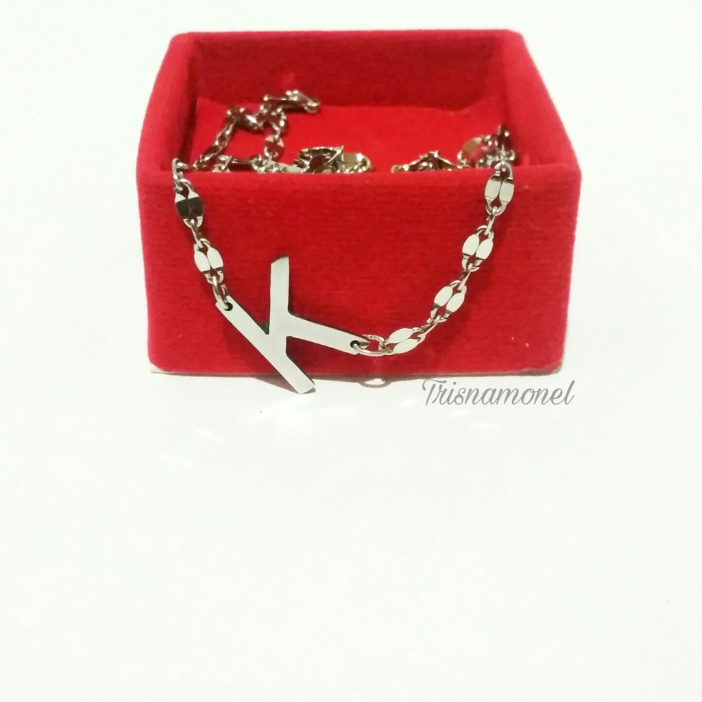 KALUNG HURUF ALFABET RANTAI MONEL ORIGINAL