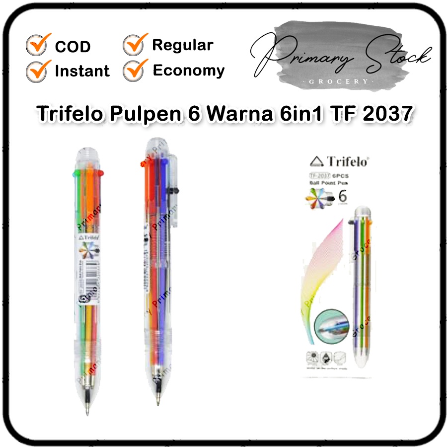 

Pulpen 6 Warna 6 in 1 Transparan Pena Ballpoint Pen Six-in-One Color Trifelo TF 2037