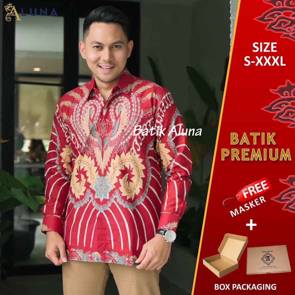 BATIK SOLO PREMIUM PRIA MOTIF KOMBINASI LENGAN PANJANG REGULAR LAPIS FURING KATUN ALUNA PCW 119