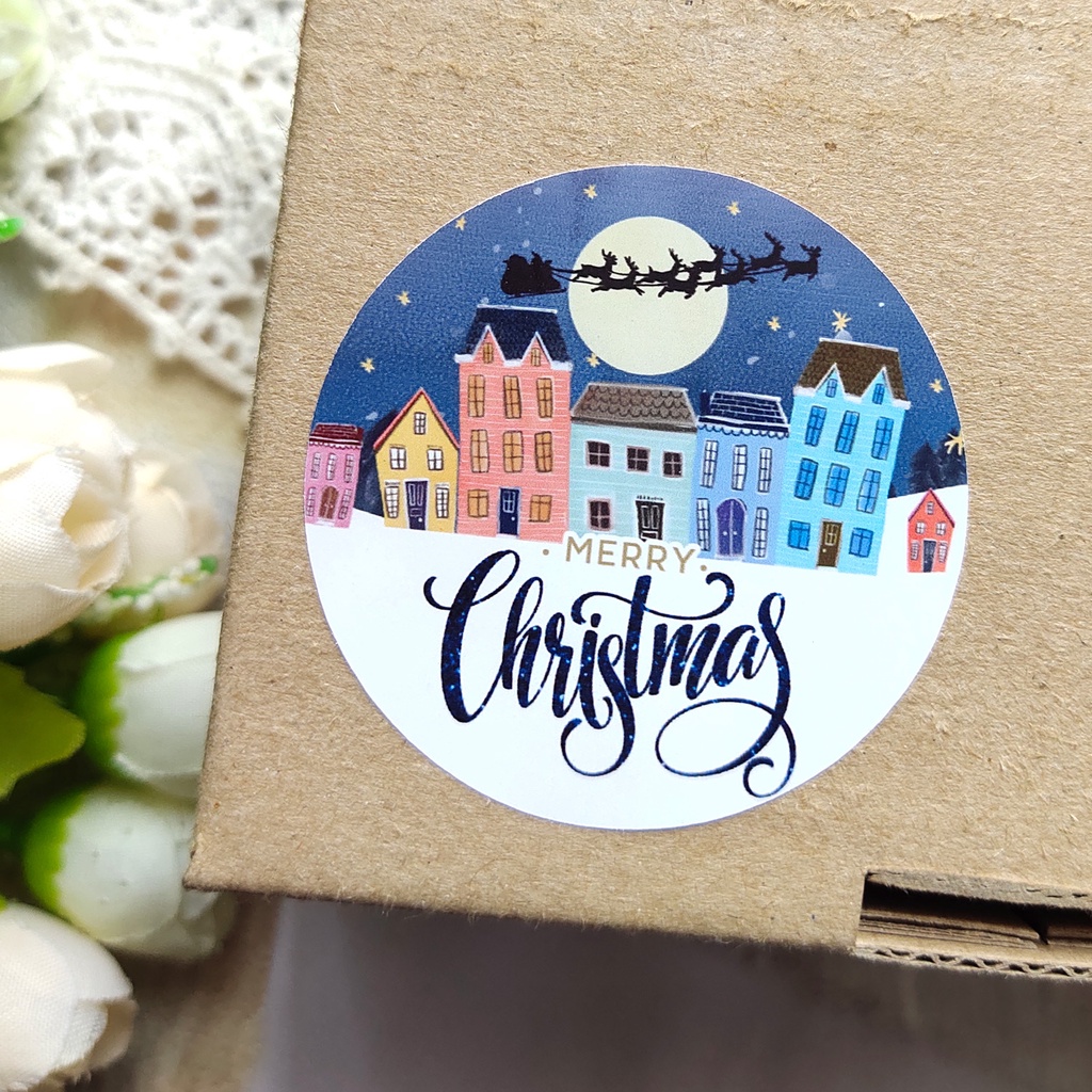 STICKER STIKER CHRISTMAS NATAL TAHUN BARU GIFT WISHES isi 12pcs - size 5cm