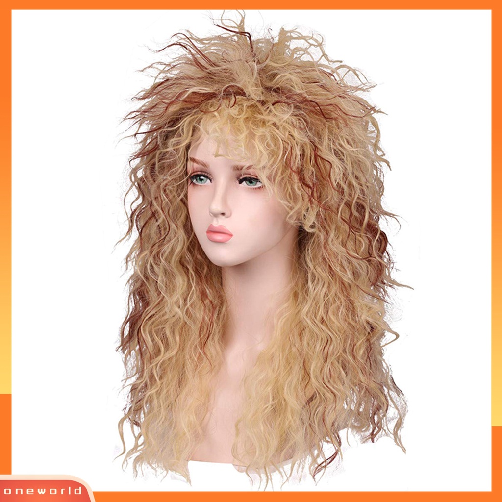 Wig Rambut Panjang Keriting Bahan Metal Gaya Punk Untuk Kostum Cosplay Halloween Pria