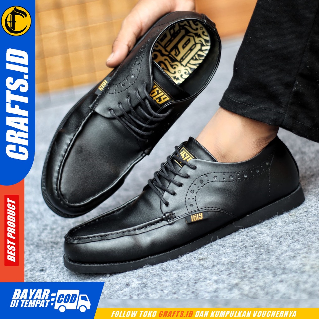 Sepatu Formal Pria Sepatu Casual Pria Kulit Pu Tali Sepatu Pantofel Kerja Kantor Kuliah Kondangan Sepatu Hitam Pria  CRAFTS ZOKE