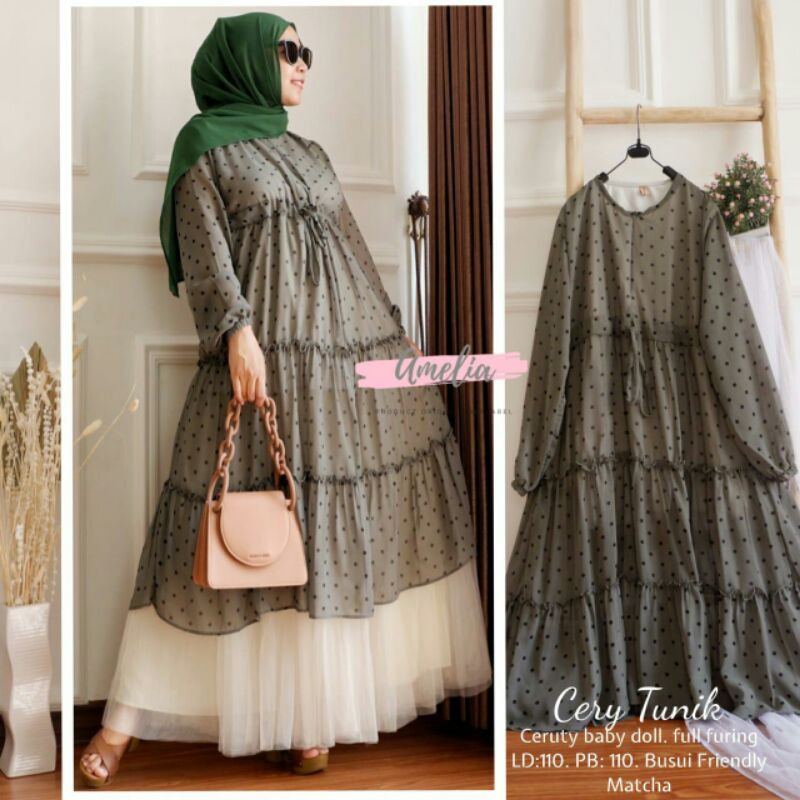 Tunik // Cery Tunik By Amelia // Tunik Bahan Ceruty Baby Doll