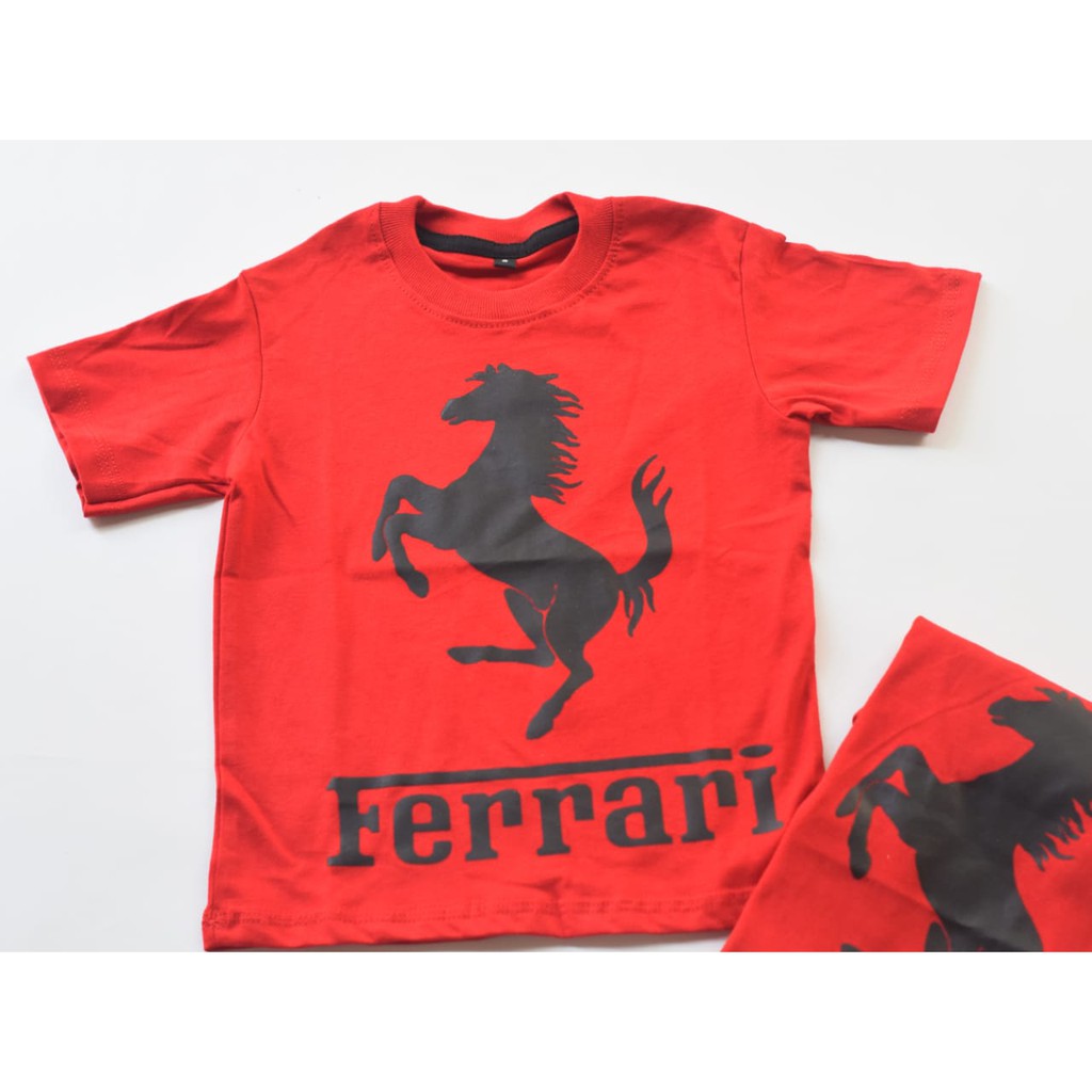 kaos anak motif ferrari warna merah usia 1-6 tahun-4