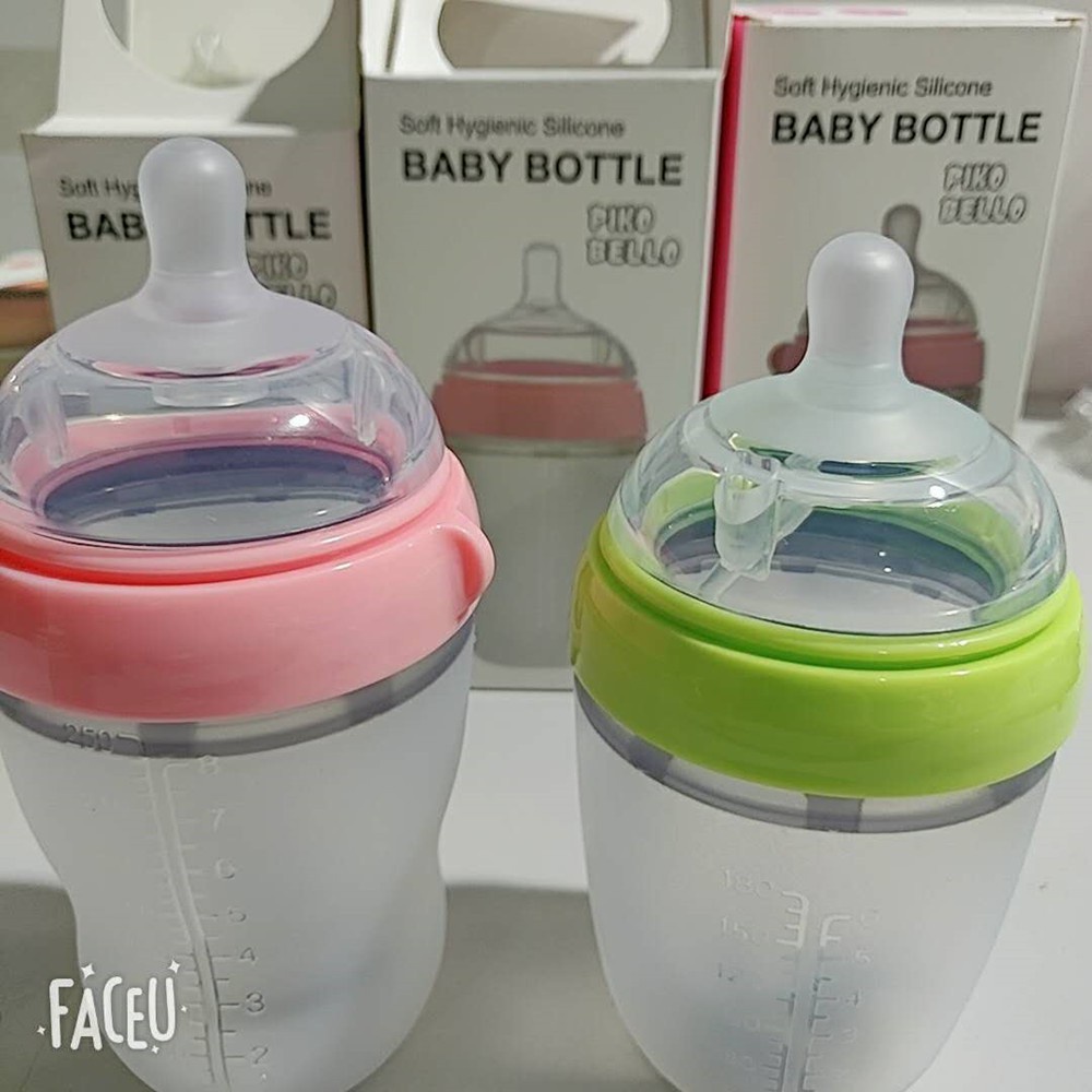 PIKO BELLO botol susu bayi dengan sedotan botol bayi bahan silikon lembut BPA free