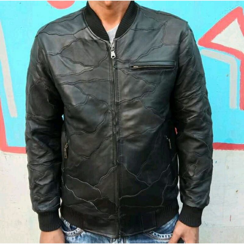 Jaket Pria kulit rib coklat tua Hitamasli garut