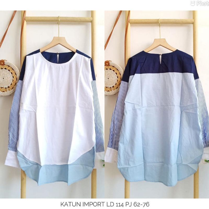 kemeja mix+tunik salur biru+kemeja biru+kemeja kuning