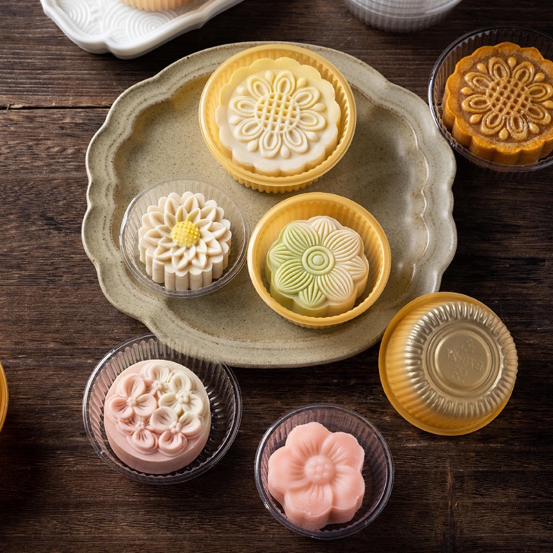 Kotak Kemasan Permen / Kue Bulan Bentuk Bulat Bahan Plastik Transparan