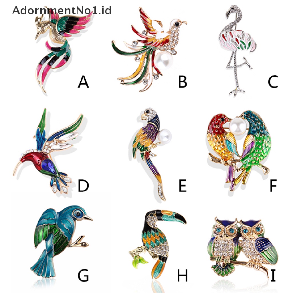 (AdornmentNo1) Pin Bros Burung Hantu / Burung Phoenix / Flamingo Hiasan Kristal Untuk Wanita