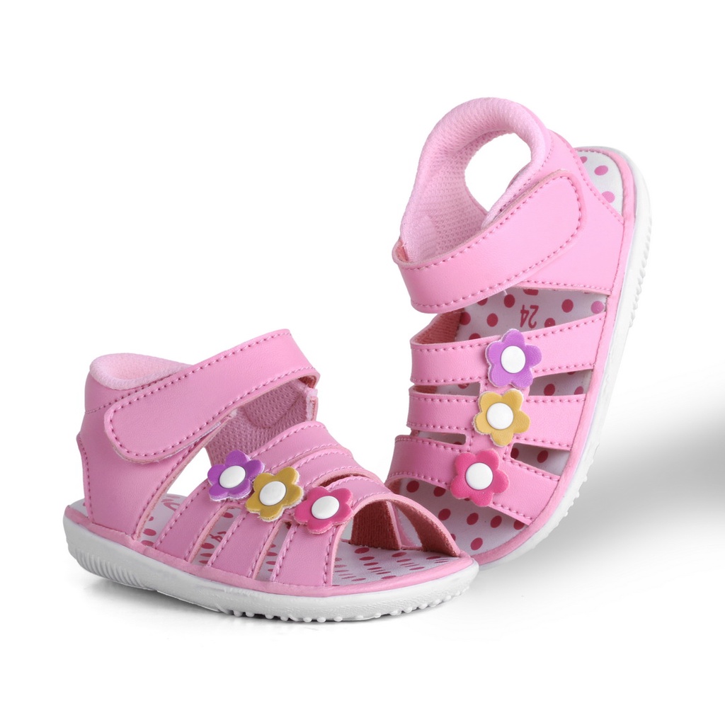 Sepatu Anak Perempuan Bunyi Model Bunga 3 Warna Pink DS03