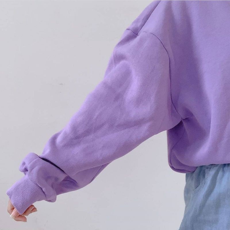 SWEATER WANITA CROP OVERSIZE LILAC PREMIUM TERMURAH TERLARIS'