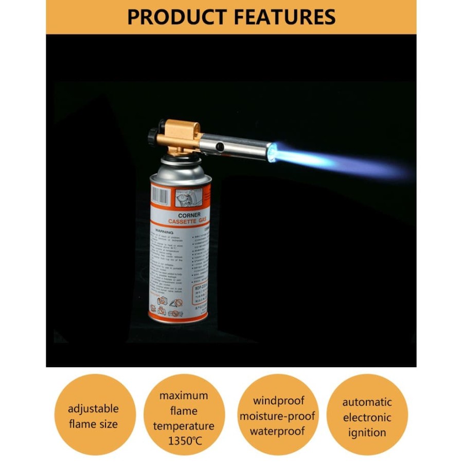 Kepala Gas Butane Jet Torch Flame Gun - TQ903 - Golden