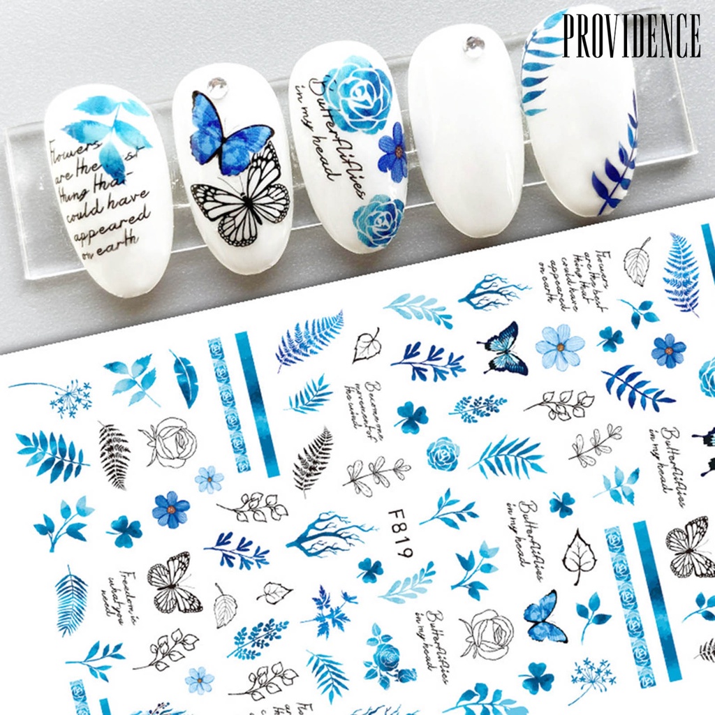 Providence Stiker Kuku 3d Motif Daun / Geometri Aksen Glitter Untuk Aksesoris Nail Art / Manicure